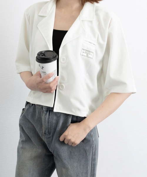 Miniministore(ミニミニストア)の「ショート丈テーラードジャケット軽アウター(カーディガン/ボレロ・レディース・ブラック/ホワイト・FREE/M/L)」の15枚目の写真
