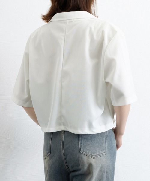Miniministore(ミニミニストア)の「ショート丈テーラードジャケット軽アウター(カーディガン/ボレロ・レディース・ブラック/ホワイト・FREE/M/L)」の17枚目の写真