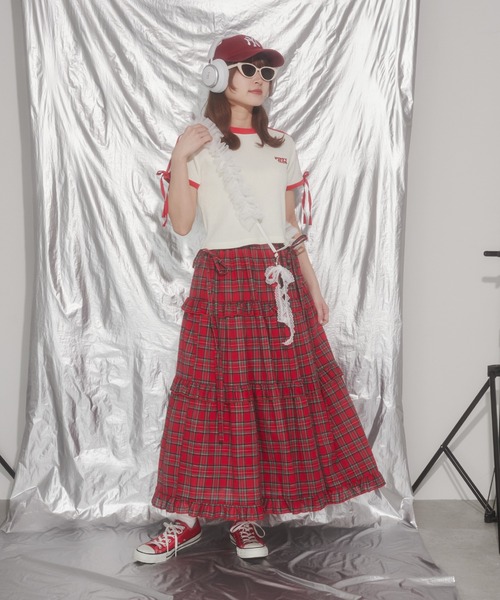 WC(ダブル シー)の「リボン2ラインワッフルTシャツ(Tシャツ/カットソー・レディース・ブルー/ブラック/アイボリー・FREE)」の6枚目の写真