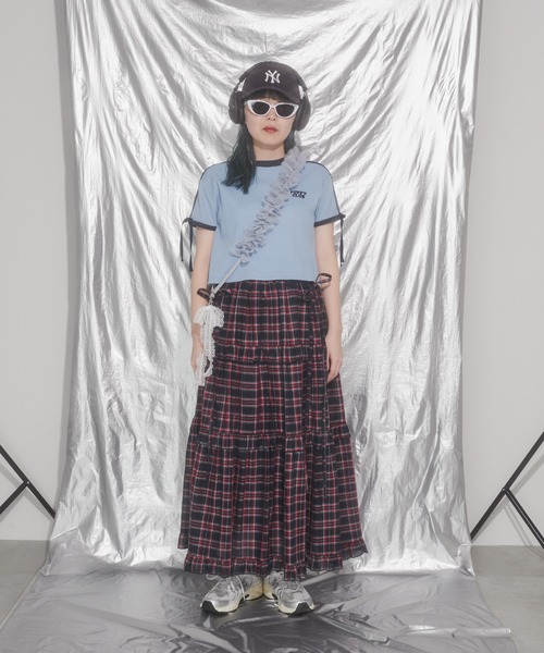 WC(ダブル シー)の「リボン2ラインワッフルTシャツ(Tシャツ/カットソー・レディース・ブルー/ブラック/アイボリー・FREE)」の12枚目の写真