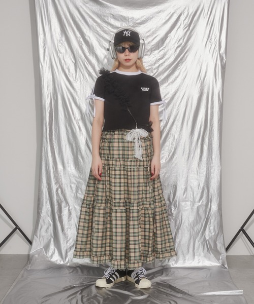 WC(ダブル シー)の「リボン2ラインワッフルTシャツ(Tシャツ/カットソー・レディース・ブルー/ブラック/アイボリー・FREE)」の9枚目の写真