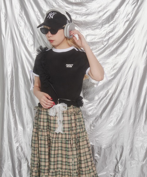 WC(ダブル シー)の「リボン2ラインワッフルTシャツ(Tシャツ/カットソー・レディース・ブルー/ブラック/アイボリー・FREE)」の10枚目の写真