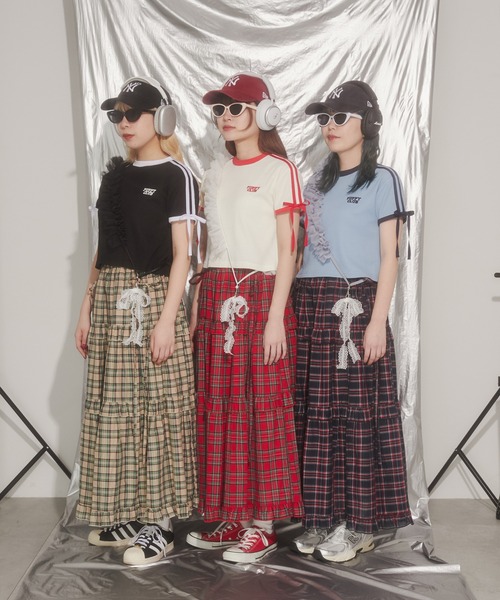 WC(ダブル シー)の「リボン2ラインワッフルTシャツ(Tシャツ/カットソー・レディース・ブルー/ブラック/アイボリー・FREE)」の17枚目の写真