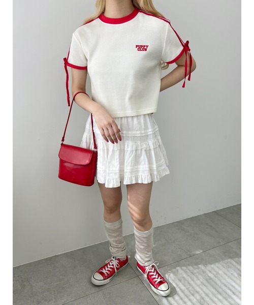 WC(ダブル シー)の「リボン2ラインワッフルTシャツ(Tシャツ/カットソー・レディース・ブルー/ブラック/アイボリー・FREE)」の21枚目の写真