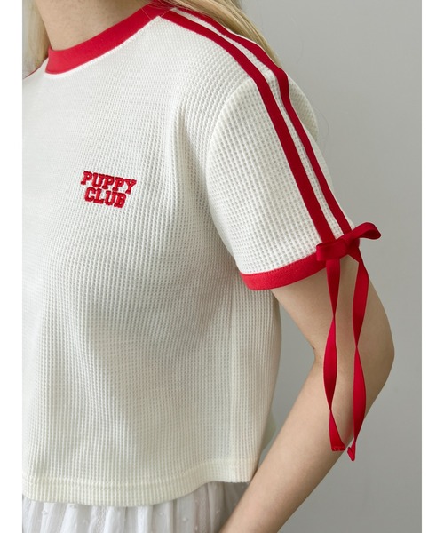 WC(ダブル シー)の「リボン2ラインワッフルTシャツ(Tシャツ/カットソー・レディース・ブルー/ブラック/アイボリー・FREE)」の22枚目の写真