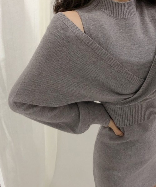 Miniministore（ミニミニストア）の「ニットワンピース セットアップ 韓国風（ワンピース・レディース・グレー/ブラック・FREE）」の10枚目の写真