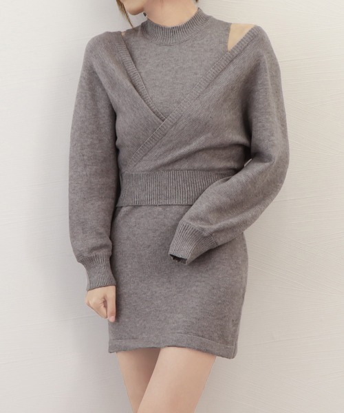 Miniministore（ミニミニストア）の「ニットワンピース セットアップ 韓国風（ワンピース・レディース・グレー/ブラック・FREE）」の14枚目の写真