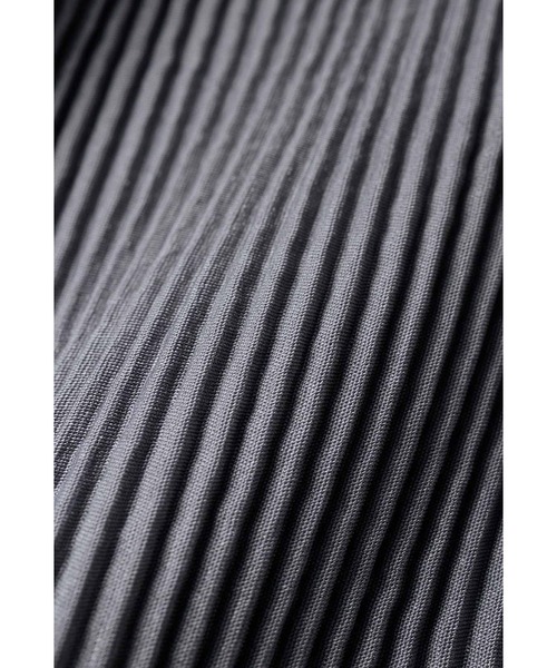 IEDIT（イディット）の「ボディーをメイクするプリーツ素材のスタンドカラートップス（その他トップス・レディース・グレー/ブラック・2/1/3）」の11枚目の写真