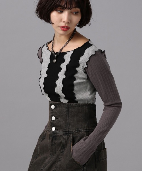 PAGEBOY（ページボーイ）の「ハイショクルーズネックトップス（Tシャツ/カットソー・レディース・ブラック/オフホワイト・FREE）」の7枚目の写真
