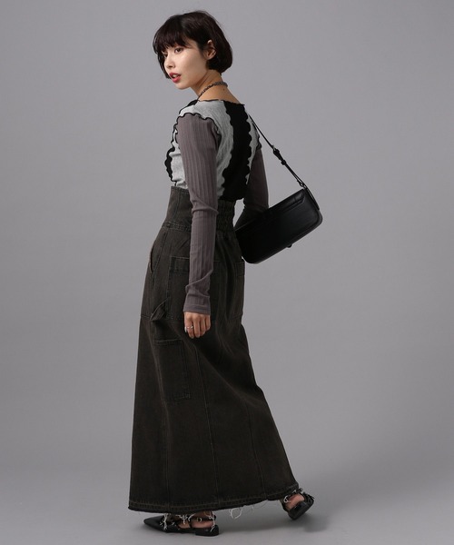PAGEBOY（ページボーイ）の「ハイショクルーズネックトップス（Tシャツ/カットソー・レディース・ブラック/オフホワイト・FREE）」の14枚目の写真