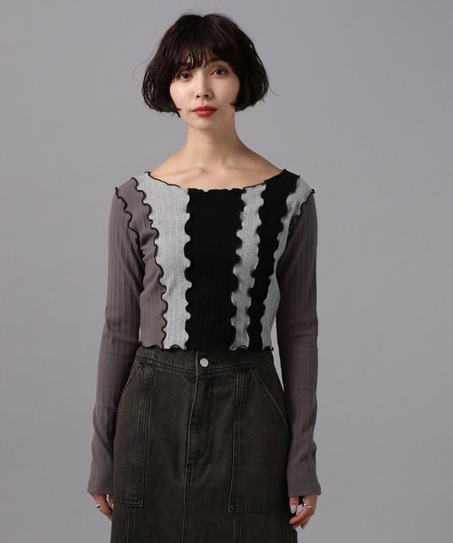 PAGEBOY（ページボーイ）の「ハイショクルーズネックトップス（Tシャツ/カットソー・レディース・ブラック/オフホワイト・FREE）」の15枚目の写真