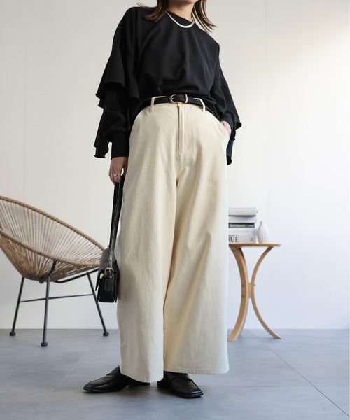 ap retro(アプレトロ)の「コットンワイドチノパンツ/バギーパンツ(チノパンツ・レディース・ブラック/アイボリー/ベージュ・FREE)」の16枚目の写真