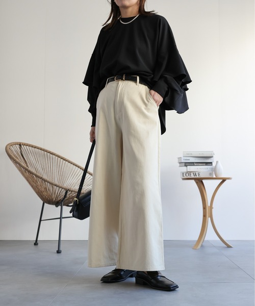 ap retro(アプレトロ)の「コットンワイドチノパンツ/バギーパンツ(チノパンツ・レディース・ブラック/アイボリー/ベージュ・FREE)」の17枚目の写真