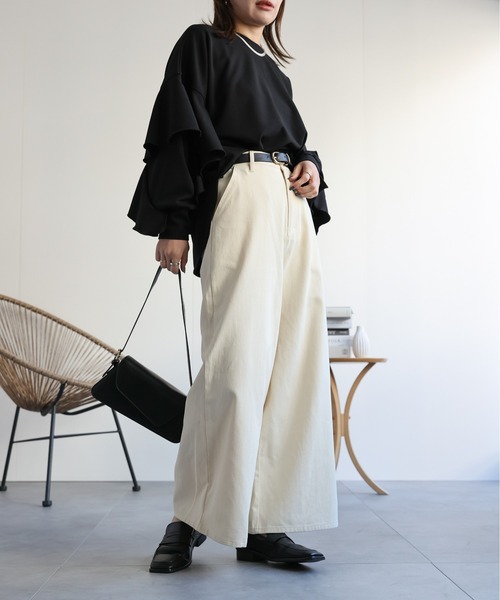 ap retro(アプレトロ)の「コットンワイドチノパンツ/バギーパンツ(チノパンツ・レディース・ブラック/アイボリー/ベージュ・FREE)」の20枚目の写真
