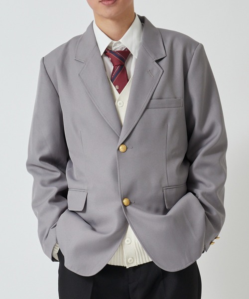 WEGO（ウィゴー）の「WEGO/メンズスクールブレザー（テーラードジャケット・メンズ・グレー/ネイビー・MEDIUM/LARGE）」の5枚目の写真