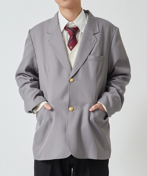 WEGO（ウィゴー）の「WEGO/メンズスクールブレザー（テーラードジャケット・メンズ・グレー/ネイビー・MEDIUM/LARGE）」の4枚目の写真