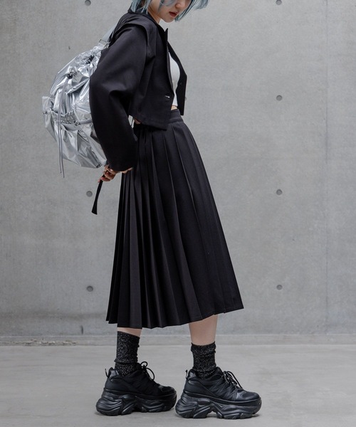 PAGEBOY（ページボーイ）の「プリーツミディスカート（スカート・レディース・チャコールグレー/ブラック/グレー・FREE）」の8枚目の写真