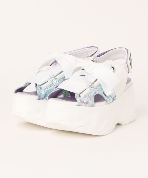 YOSUKE(ヨースケ)の「「YOSUKE/ヨースケ」厚底ベルティッドリボンサンダル(サンダル・レディース・ブラック/ホワイト系その他/アイボリー/ピンク/ライトブルー・22.5/23/23.5/24/24.5)」の5枚目の写真