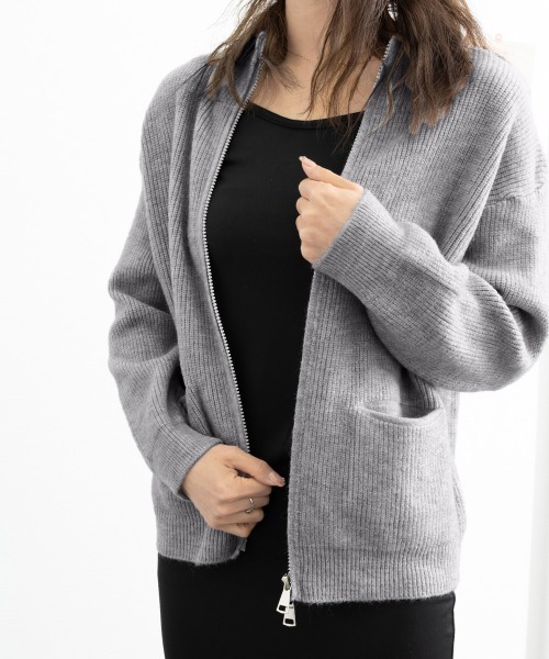 Miniministore(ミニミニストア)の「ニットカーディガン ジップアップアウター(ニット/セーター・レディース・ミント/アイボリー/グレー/ピンク/ベージュ/イエロー/マスタード・FREE)」の16枚目の写真