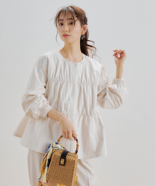 Droite lautreamont(ドロワットロートレアモン)の「ミニリップストップティアードブルゾン≪手洗い可能≫(ブルゾン・レディース・オフホワイト/チャコールグレー・M)」の7枚目の写真