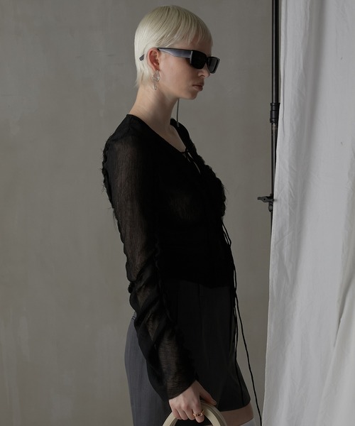 PRANK PROJECT(プランクプロジェクト)の「シフォンアウトシームトップ / Chiffon Outseam Top(シャツ/ブラウス・レディース・ホワイト/ブラック・FREE)」の16枚目の写真