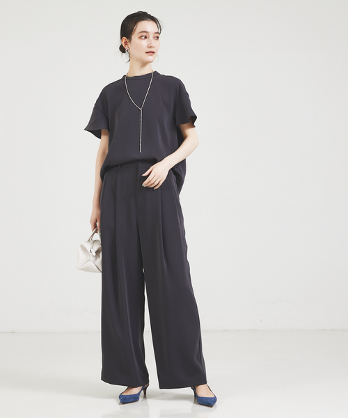 qualite（カリテ）の「【通勤/オケージョン】セットアップ対応ラッパスリーブブラウス（シャツ/ブラウス・レディース・チャコールグレー/アイボリー・フリー）」の3枚目の写真