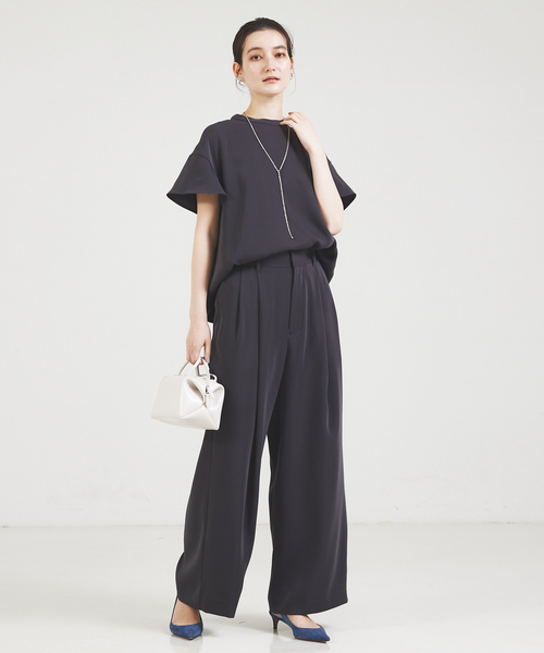 qualite（カリテ）の「【通勤/オケージョン】セットアップ対応ラッパスリーブブラウス（シャツ/ブラウス・レディース・チャコールグレー/アイボリー・フリー）」の6枚目の写真