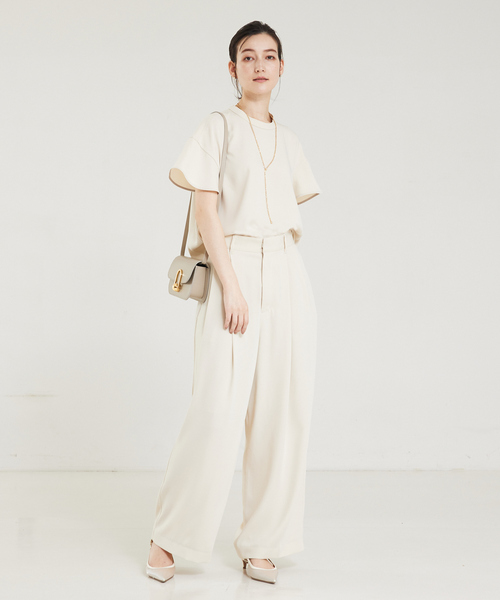 qualite（カリテ）の「【通勤/オケージョン】セットアップ対応ラッパスリーブブラウス（シャツ/ブラウス・レディース・チャコールグレー/アイボリー・フリー）」の8枚目の写真