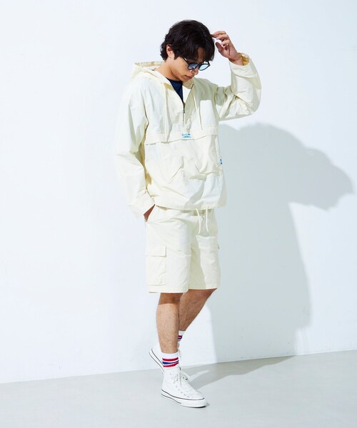 JACK PURCELL（ジャックパーセル）の「【CONVERSE JACK PURCELL】ナイロンアノラックパーカー ロゴ刺繍（ナイロンジャケット・メンズ・ブラック/アイボリー/ネイビー・M/L）」の4枚目の写真