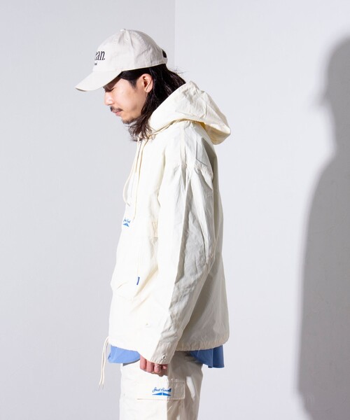 JACK PURCELL（ジャックパーセル）の「【CONVERSE JACK PURCELL】ナイロンアノラックパーカー ロゴ刺繍（ナイロンジャケット・メンズ・ブラック/アイボリー/ネイビー・M/L）」の8枚目の写真