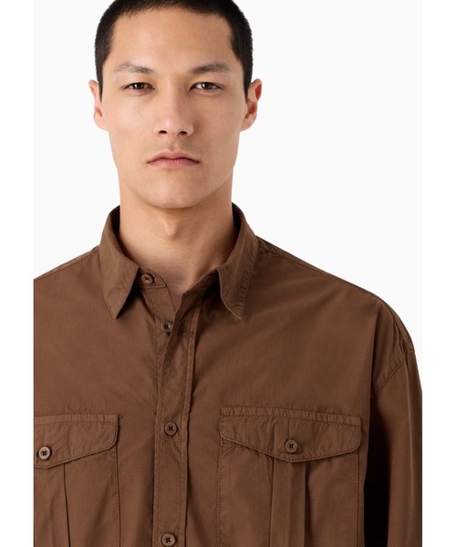 EMPORIO ARMANI(エンポリオアルマーニ)の「【エンポリオ アルマーニ】Emporio Armani Sustainability Values Capsule Collection ポケット付きシャツ オーガニックポプリン ガーメントダイ(シャツ/ブラウス・メンズ・ブラウン・LARGE/MEDIUM/SMALL)」の6枚目の写真