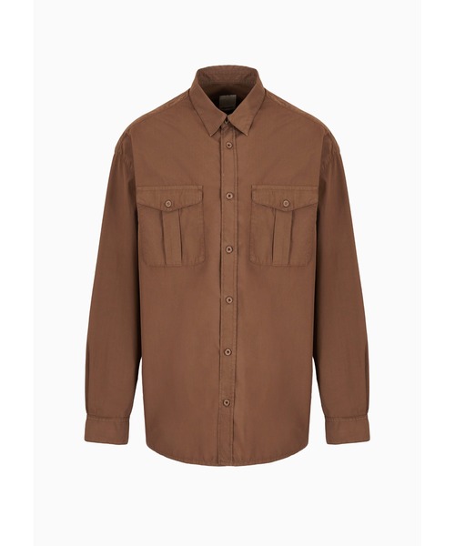 EMPORIO ARMANI(エンポリオアルマーニ)の「【エンポリオ アルマーニ】Emporio Armani Sustainability Values Capsule Collection ポケット付きシャツ オーガニックポプリン ガーメントダイ(シャツ/ブラウス・メンズ・ブラウン・LARGE/MEDIUM/SMALL)」の4枚目の写真