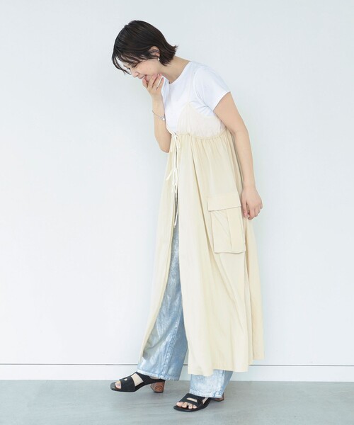 Ray BEAMS（レイビームス）の「Ray BEAMS / カーゴ ポケット キャミ ワンピース（ワンピース・レディース・オリーブ/ベージュ・ONE SIZE）」の5枚目の写真