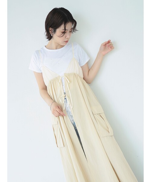 Ray BEAMS（レイビームス）の「Ray BEAMS / カーゴ ポケット キャミ ワンピース（ワンピース・レディース・オリーブ/ベージュ・ONE SIZE）」の8枚目の写真