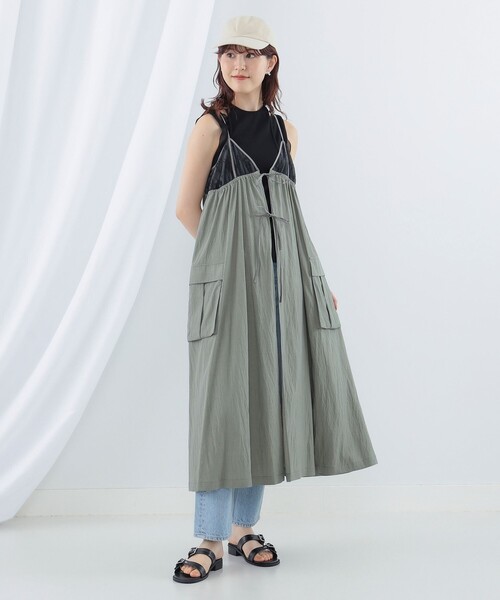 Ray BEAMS（レイビームス）の「Ray BEAMS / カーゴ ポケット キャミ ワンピース（ワンピース・レディース・オリーブ/ベージュ・ONE SIZE）」の11枚目の写真