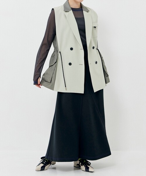 CITY TOKYO(シティトウキョウ)の「<手洗い可能><UVカット><ジャージ素材>カラーステッチジャージフレアースカート(スカート・レディース・ブラック/カーキ・1/2)」の11枚目の写真