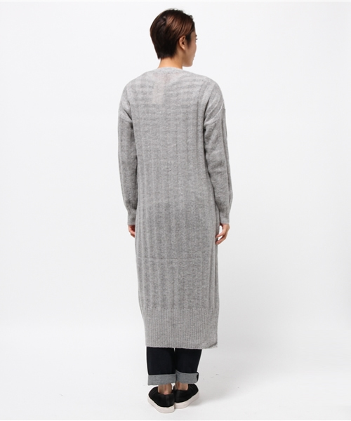 SEVENDAYS=SUNDAY(セブンデイズサンデイ)の「モヘヤ混 ストライプ柄ロングカーディガン(カーディガン/ボレロ・レディース・ネイビー/オフホワイト/杢グレー・FREE)」の6枚目の写真