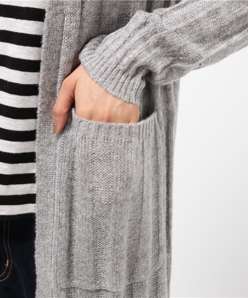 SEVENDAYS=SUNDAY(セブンデイズサンデイ)の「モヘヤ混 ストライプ柄ロングカーディガン(カーディガン/ボレロ・レディース・ネイビー/オフホワイト/杢グレー・FREE)」の8枚目の写真