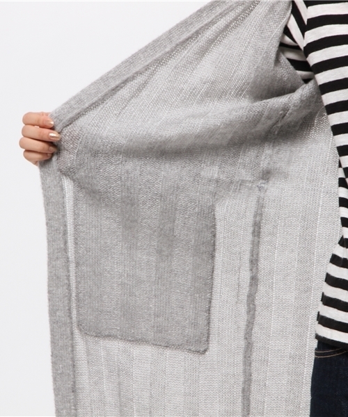 SEVENDAYS=SUNDAY(セブンデイズサンデイ)の「モヘヤ混 ストライプ柄ロングカーディガン(カーディガン/ボレロ・レディース・ネイビー/オフホワイト/杢グレー・FREE)」の10枚目の写真