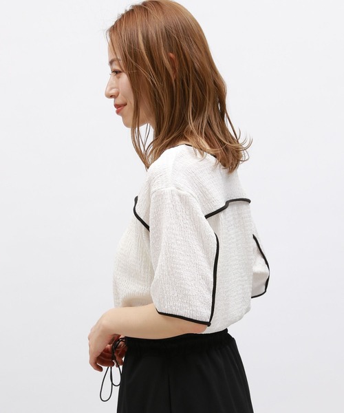 LAKOLE（ラコレ）の「フクレパイピングプルオーバー / 115154（Tシャツ/カットソー・レディース・ブラック/クリーム/オフホワイト・MEDIUM/SMALL）」の7枚目の写真