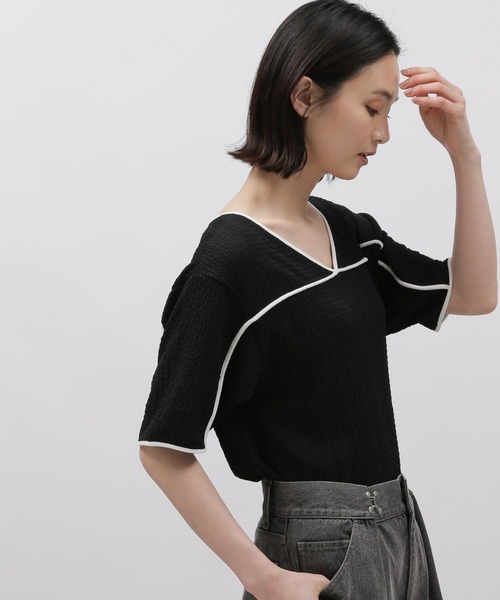 LAKOLE（ラコレ）の「フクレパイピングプルオーバー / 115154（Tシャツ/カットソー・レディース・ブラック/クリーム/オフホワイト・MEDIUM/SMALL）」の9枚目の写真