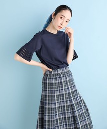 【接触冷感・UVカット】オーガニックコットン刺繍スリーブプルオーバー