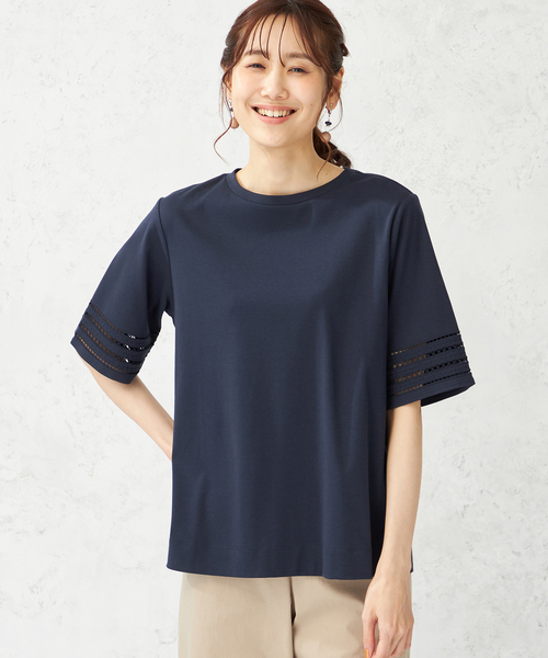 DECOY SINCE 1981（デコイシンスイチキュウハチイチ）の「【接触冷感・UVカット】オーガニックコットン刺繍スリーブプルオーバー（Tシャツ/カットソー・レディース・グリーン/ネイビー/グレー・L/LL/M）」の21枚目の写真