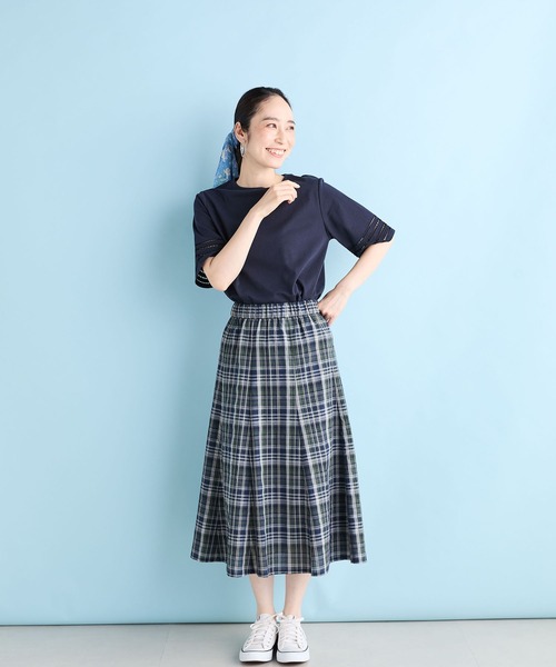 DECOY SINCE 1981（デコイシンスイチキュウハチイチ）の「【接触冷感・UVカット】オーガニックコットン刺繍スリーブプルオーバー（Tシャツ/カットソー・レディース・グリーン/ネイビー/グレー・L/LL/M）」の19枚目の写真