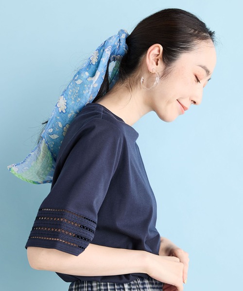 DECOY SINCE 1981（デコイシンスイチキュウハチイチ）の「【接触冷感・UVカット】オーガニックコットン刺繍スリーブプルオーバー（Tシャツ/カットソー・レディース・グリーン/ネイビー/グレー・L/LL/M）」の17枚目の写真
