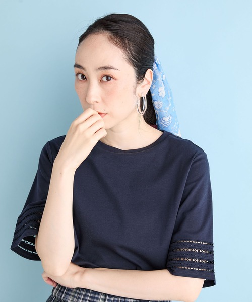 DECOY SINCE 1981（デコイシンスイチキュウハチイチ）の「【接触冷感・UVカット】オーガニックコットン刺繍スリーブプルオーバー（Tシャツ/カットソー・レディース・グリーン/ネイビー/グレー・L/LL/M）」の16枚目の写真