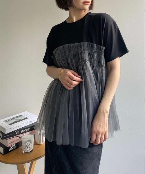 セール】チュールドッキングTシャツ（Tシャツ/カットソー）｜ap retro