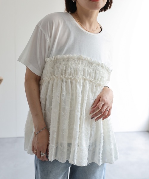 セール】チュールドッキングTシャツ（Tシャツ/カットソー）｜ap retro