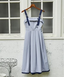 axes femme | バックリボンストライプジャンパースカート(ジャンパースカート)