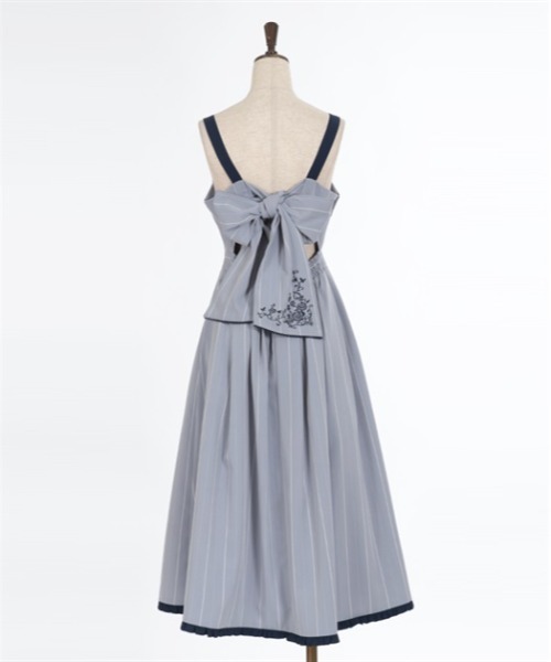 axes femme（アクシーズファム）の「バックリボンストライプジャンパースカート（ジャンパースカート・レディース・グレー/ホワイト/ネイビー・FREE）」の17枚目の写真